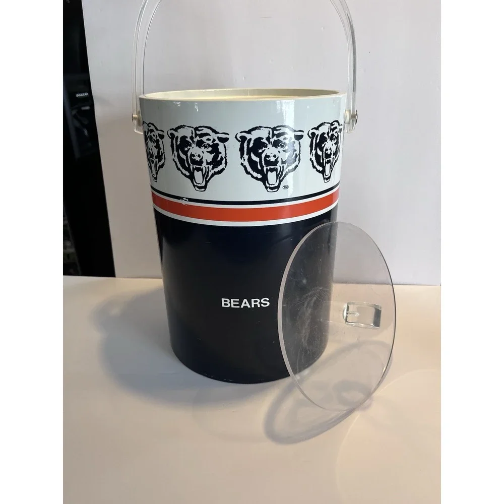 RARE Vintage 1980s Chicago Bears SheltonWare Towle ICE BUCKET-bar-Man cave-12